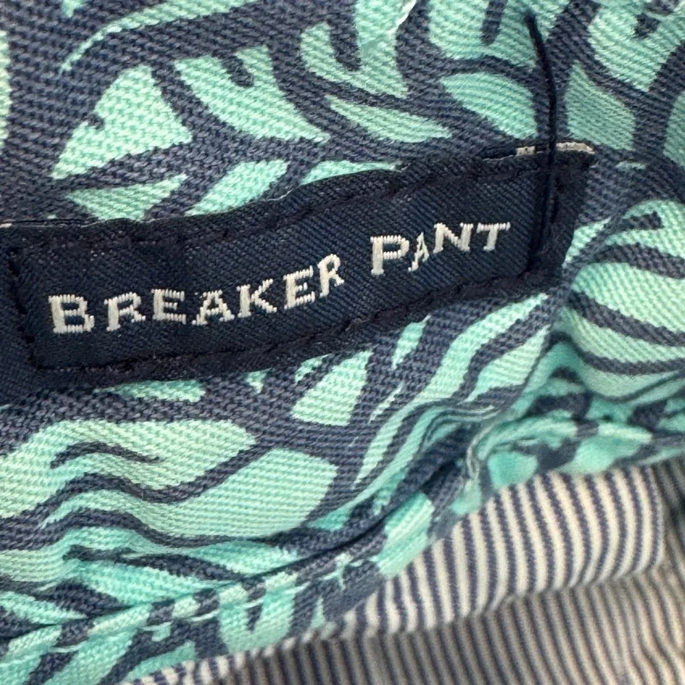 Vineyard Vines Mens Breaker Pant 28x32 Turquoise Navy Tropical Leaf Print Chino